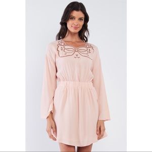 Sugarlips Nude Butterfly Cut Out Long Sleeve Dress